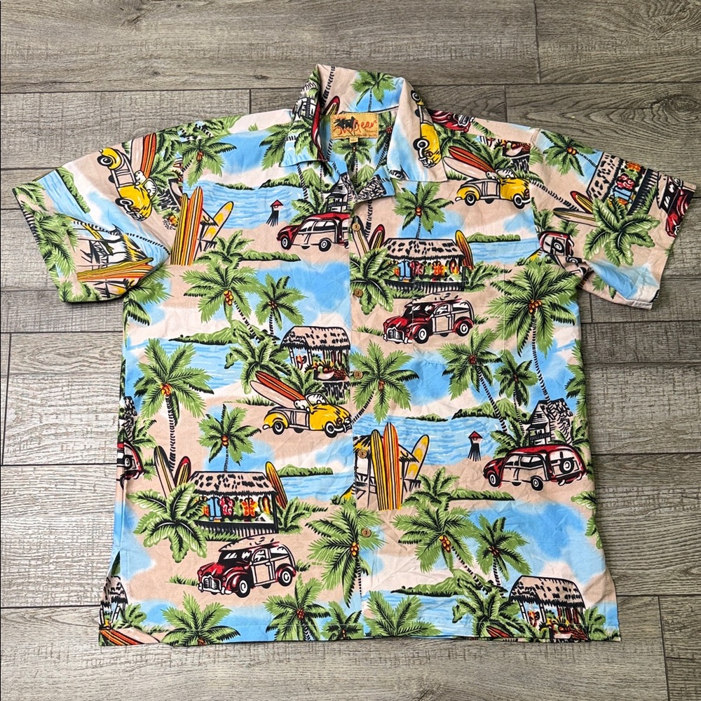 Ingear Tropical Print Shirt with Blue and Green Accents